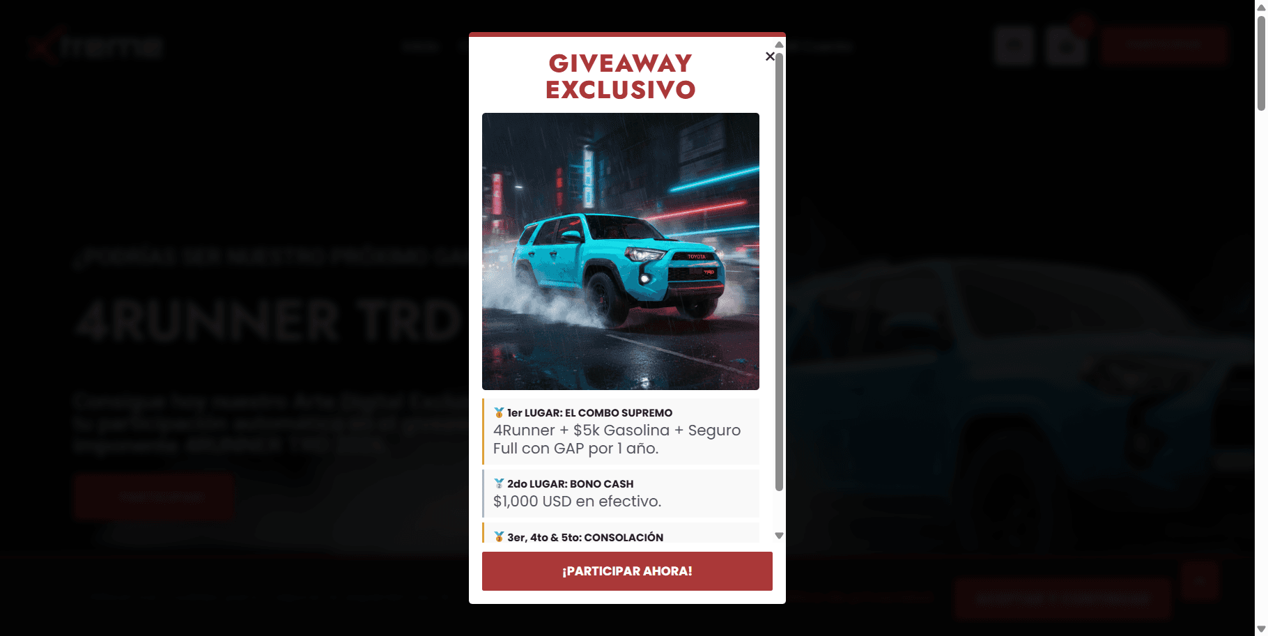 Extreme Cars Giveaway — captura 1