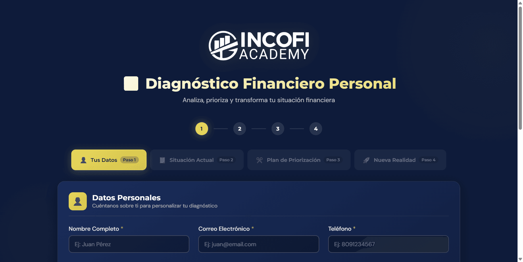 INCOFI — Diagnóstico de Finanzas — captura 1