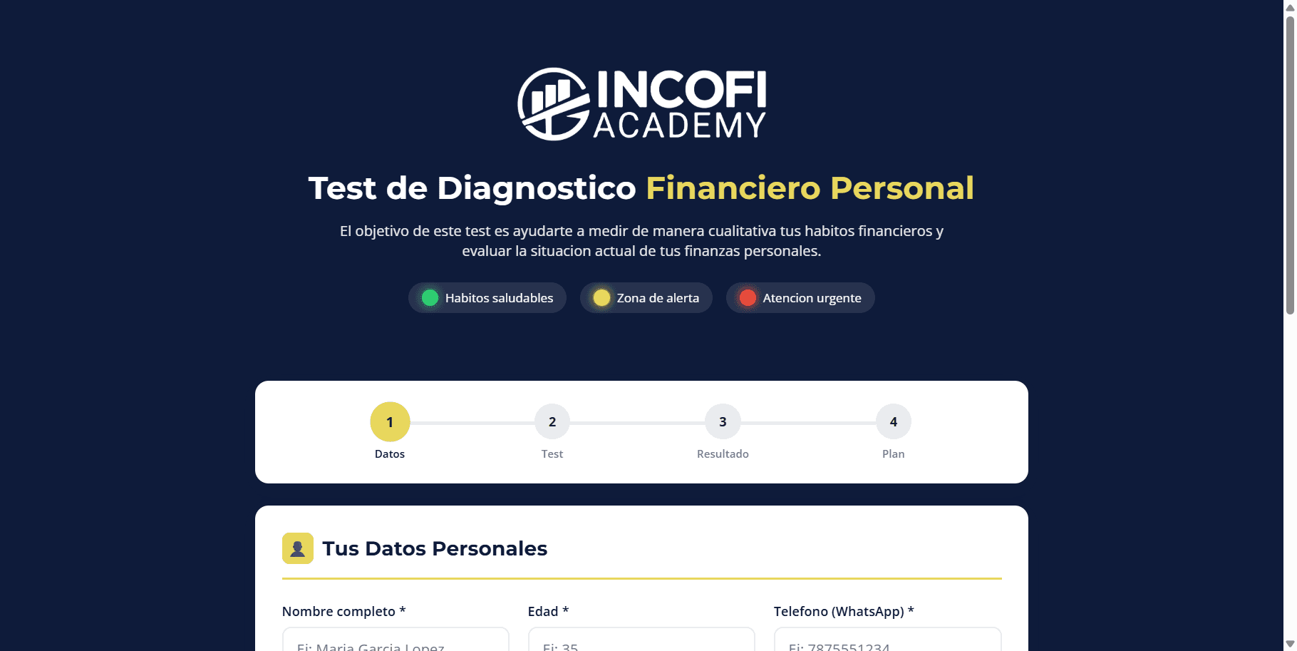 INCOFI — Pre-Diagnóstico Financiero — captura 1