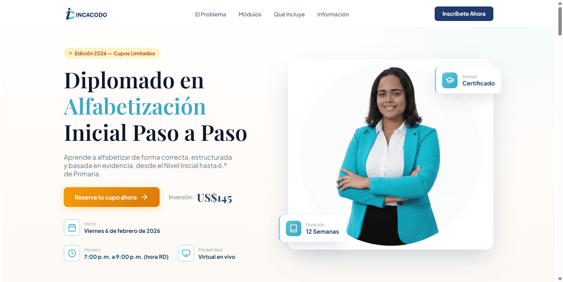 Diplomado en Alfabetización Inicial — captura 1